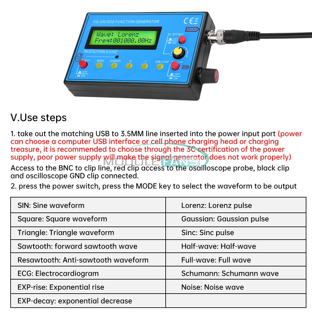 FG-200 0.01~500KHz DDS Function Signal Generator Frequency Signal Counter hot