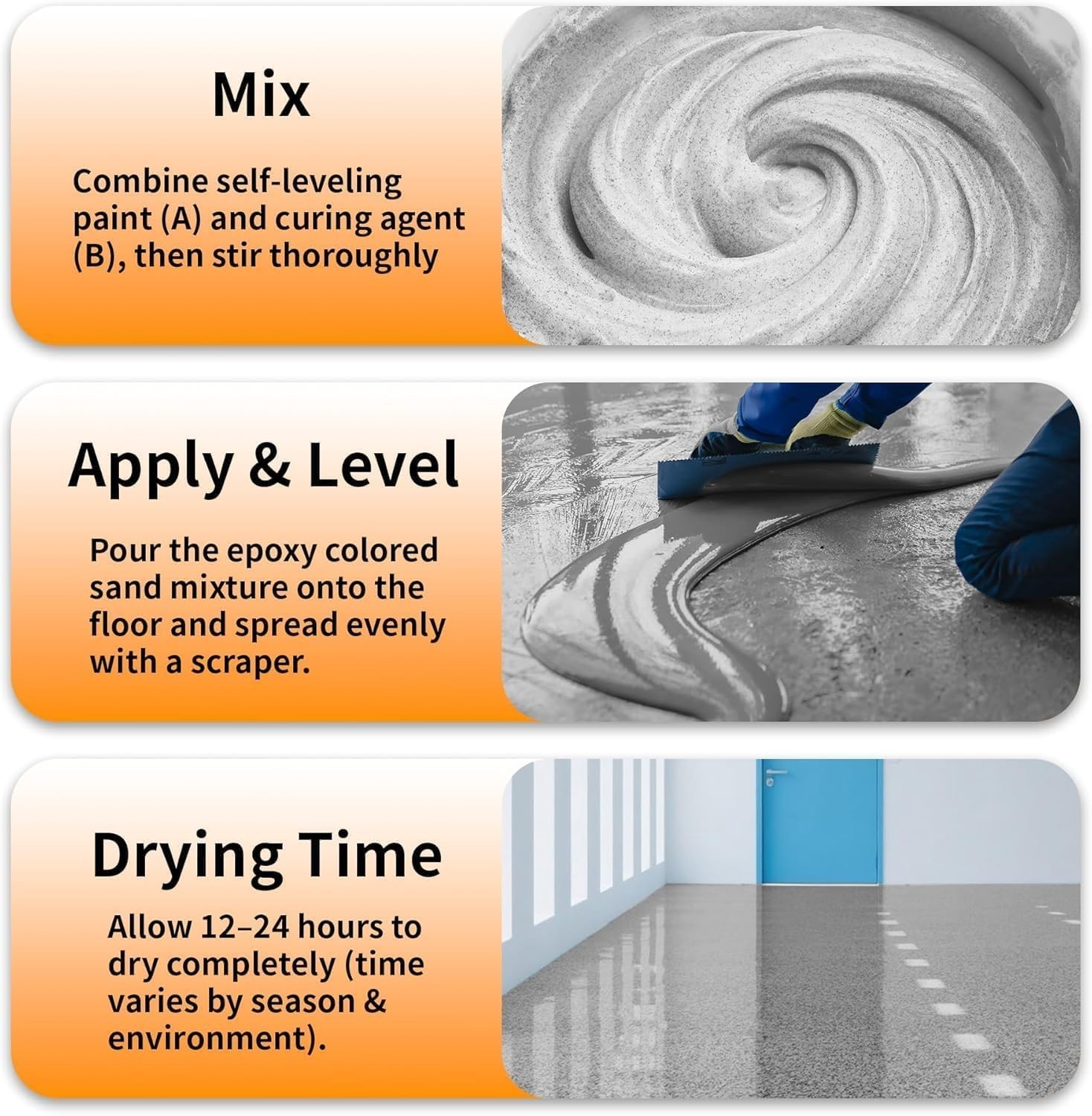 Epoxy Colored Sand Floor Paint, High-Gloss Self-Leveling Epoxy Coating for Inter