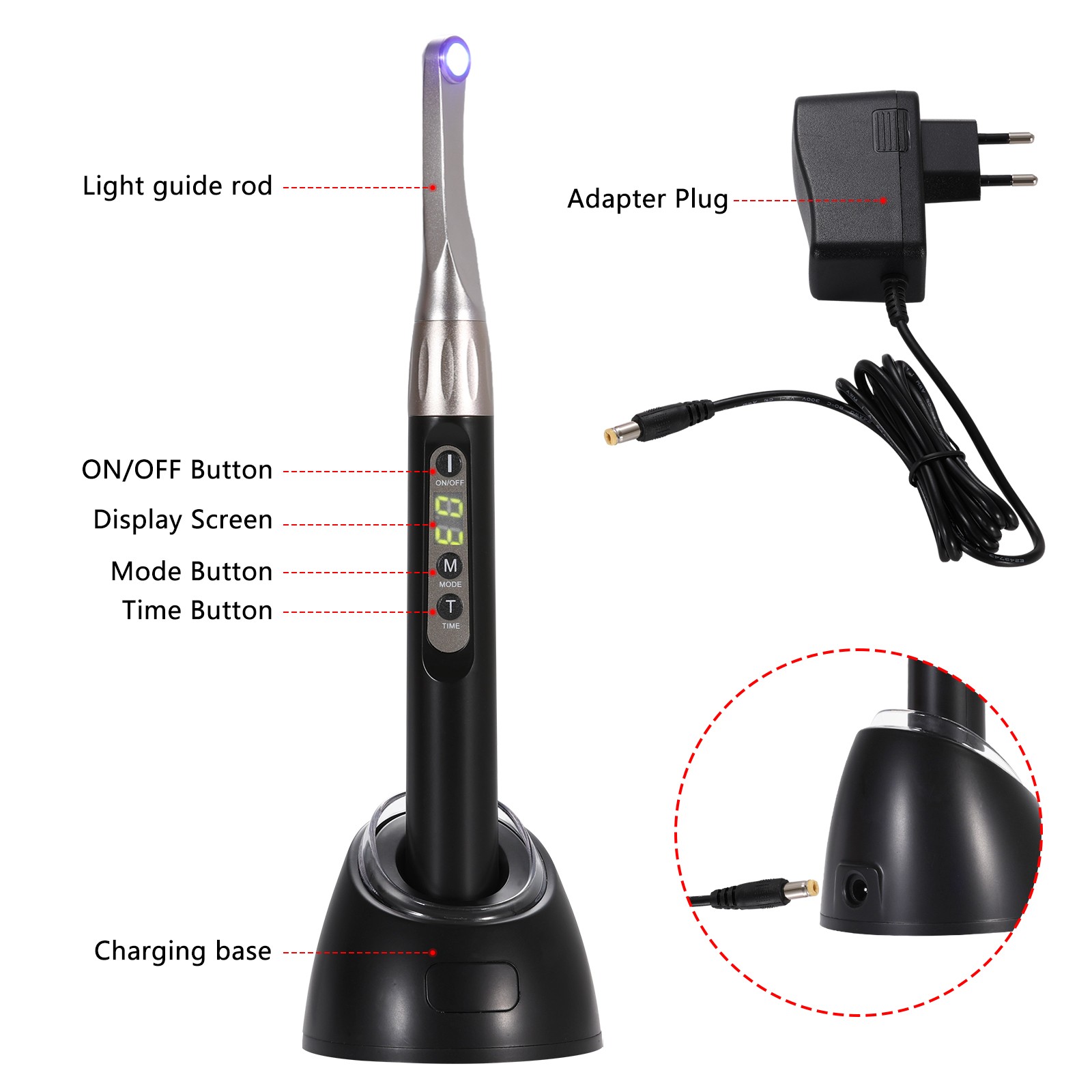 For Woodpeck Dental Wireless Curing Light 1 Second Cur LED Lamp 2500mw/cm²