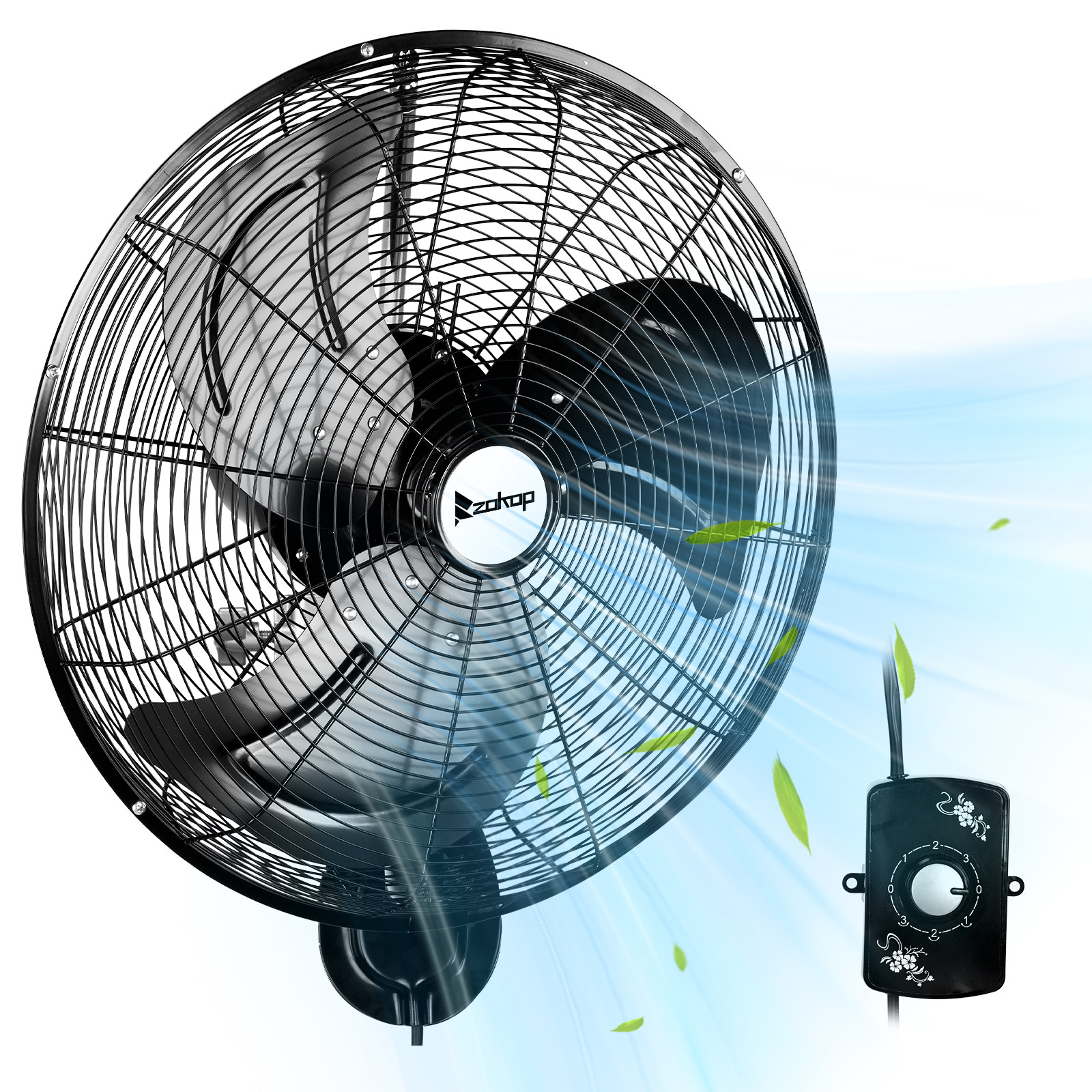 18» Industrial Wall Mount Fan Oscillating, 3-Speeds High Velocity Max. 4592 CFM