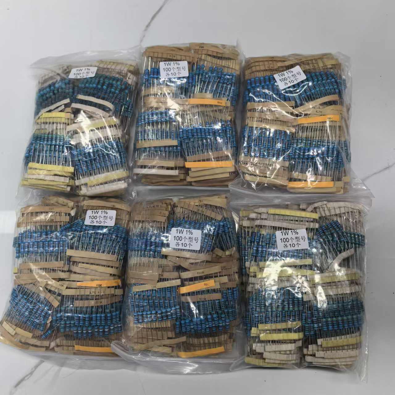 1000pcs 100 Values 1W 1% Metal Film Resistor Assortment Kit 1Ω- 1MOhm