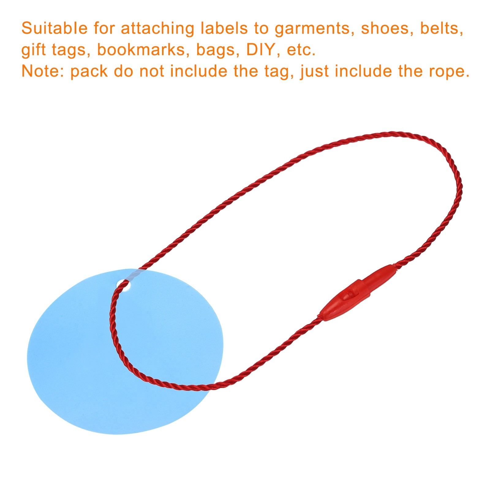 200 x Polyester Rope Hang Tag String Snap Lock 190mm 1mm Red