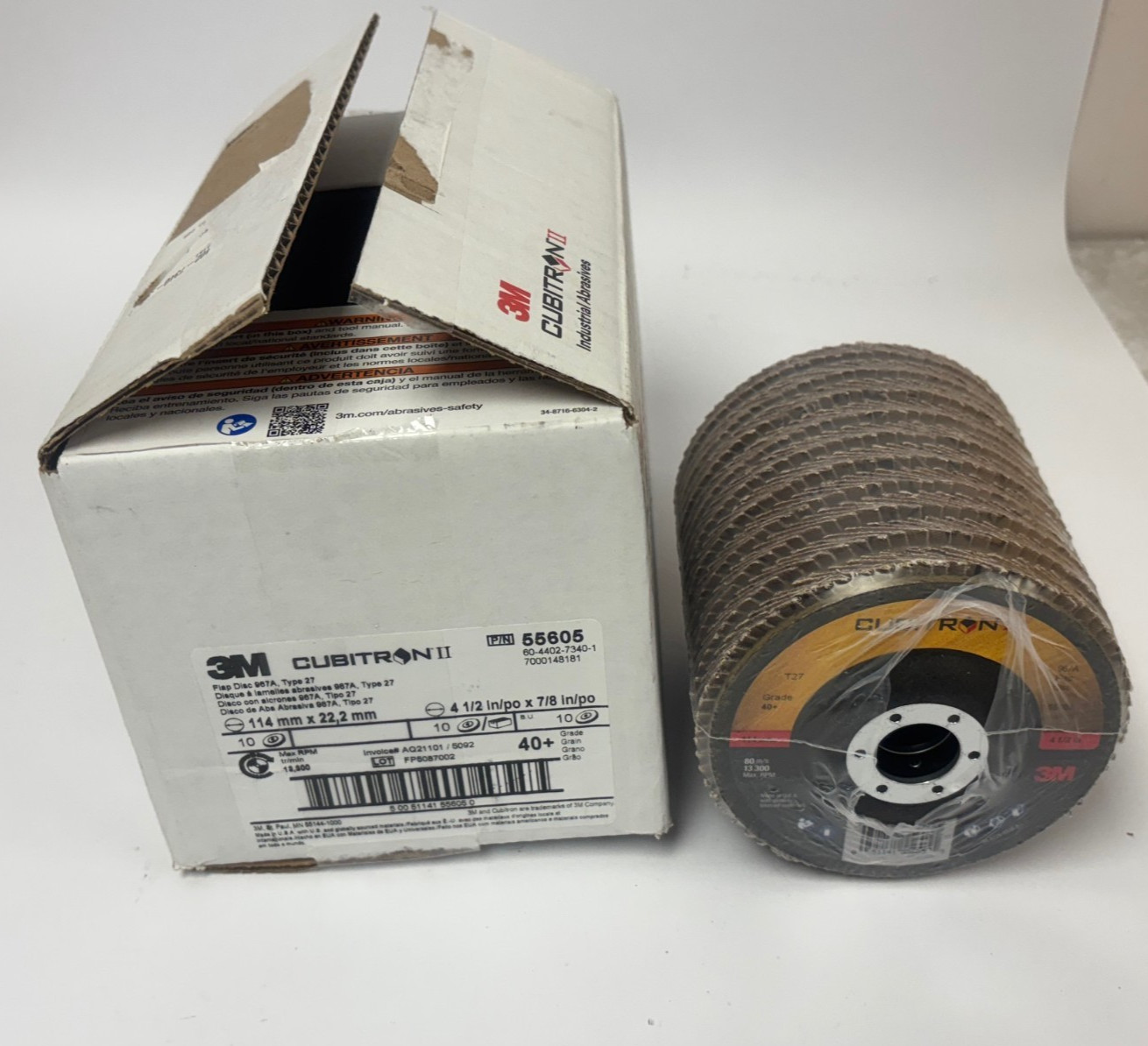 3M 051141-55605 Cubitron II Flap Disc, 4.5″, 40 Grit, 13,300 RPM