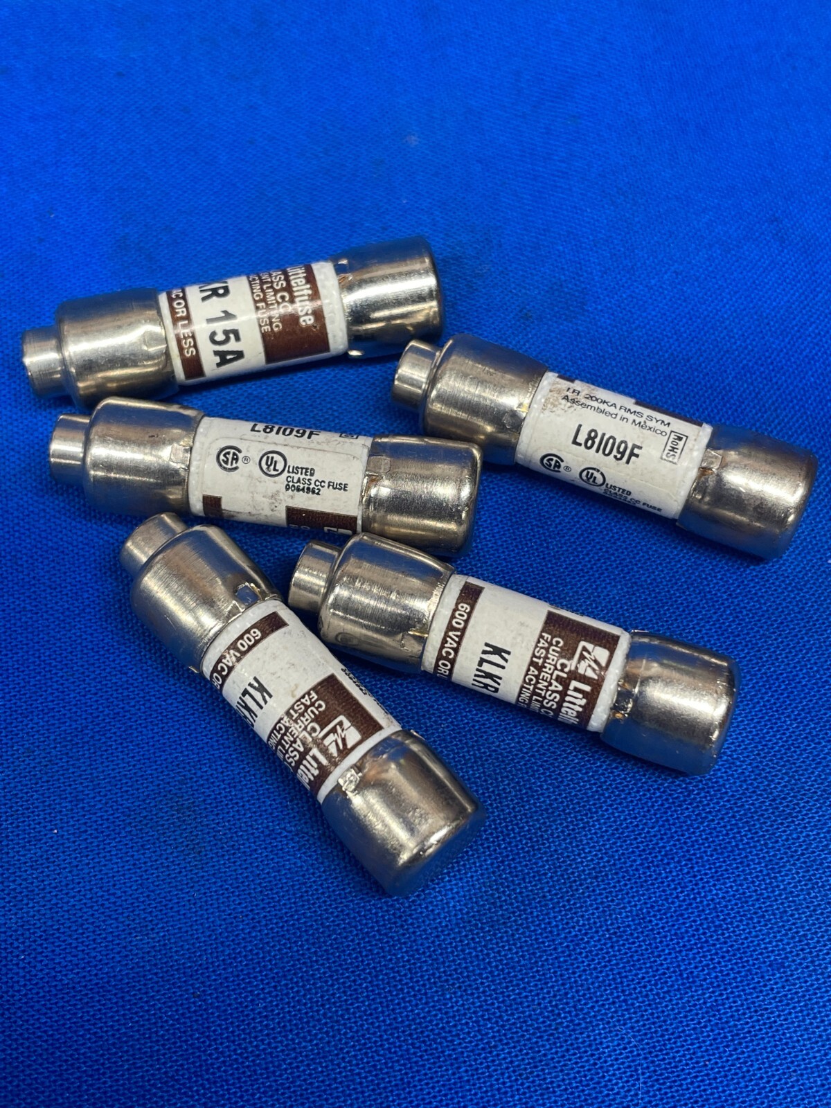 LITTELFUSE FAST ACTING FUSE KLKR 15A 600V OR LESS **LOT OF 5**