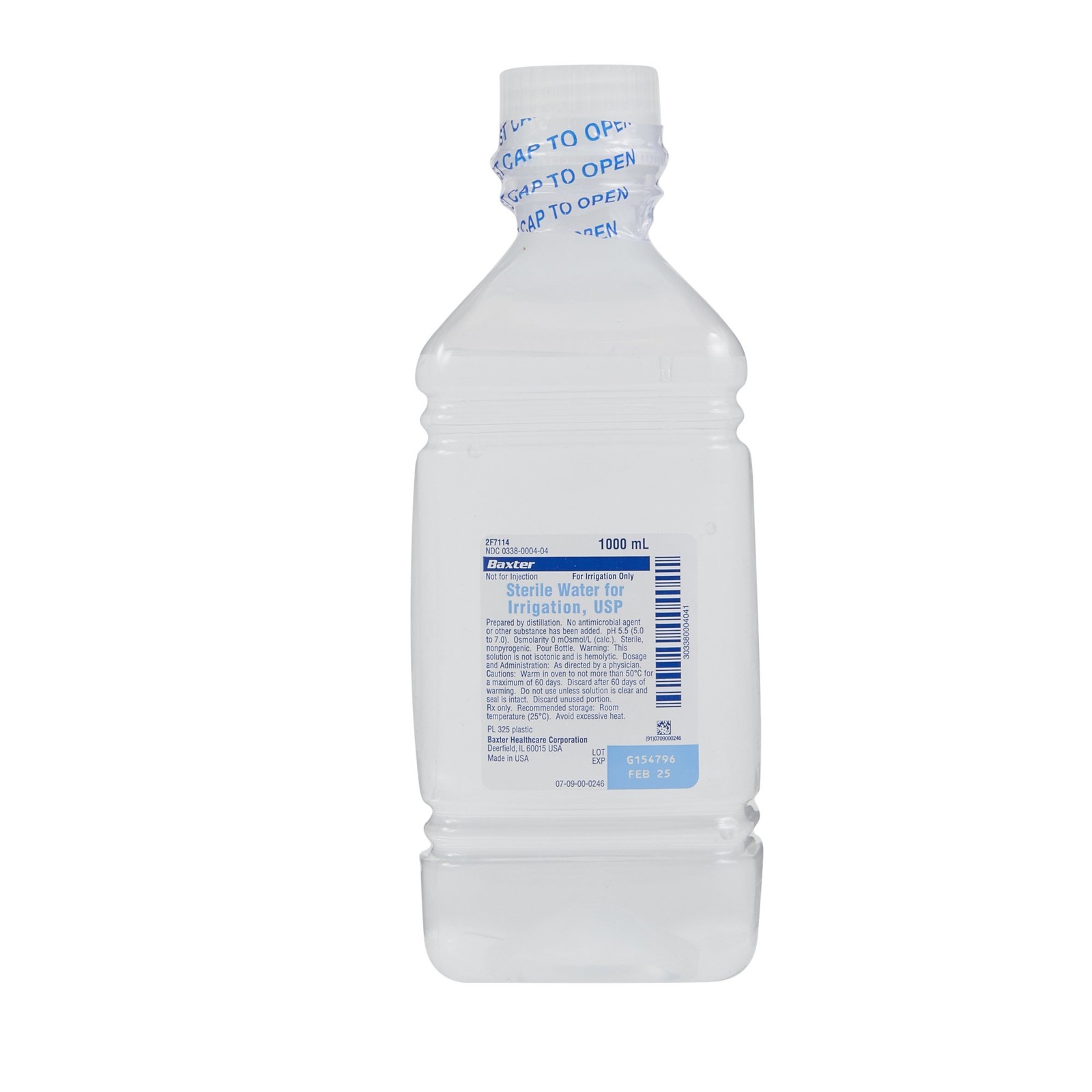 Baxter Healthcare 2F7114 Sterile Water for Irrigation 1000mL