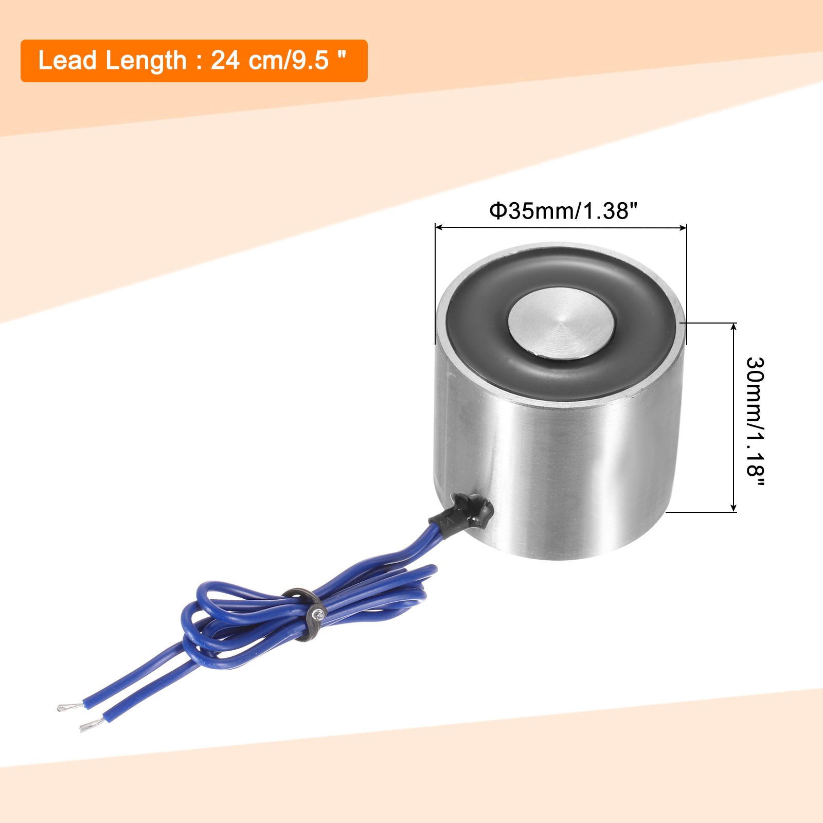 Round Solenoid Electromagnet DC 12V 300N 66LB/30Kg Electric Magnet