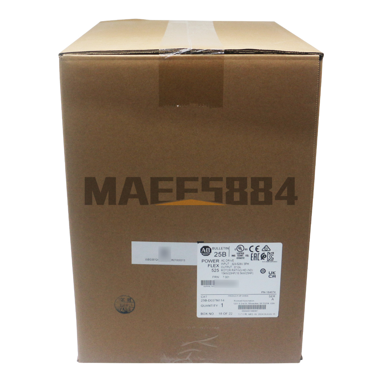 Allen-Bradley 25B-D037N114 PowerFlex 525 18.5kW 25Hp AC Drive Variable Frequency