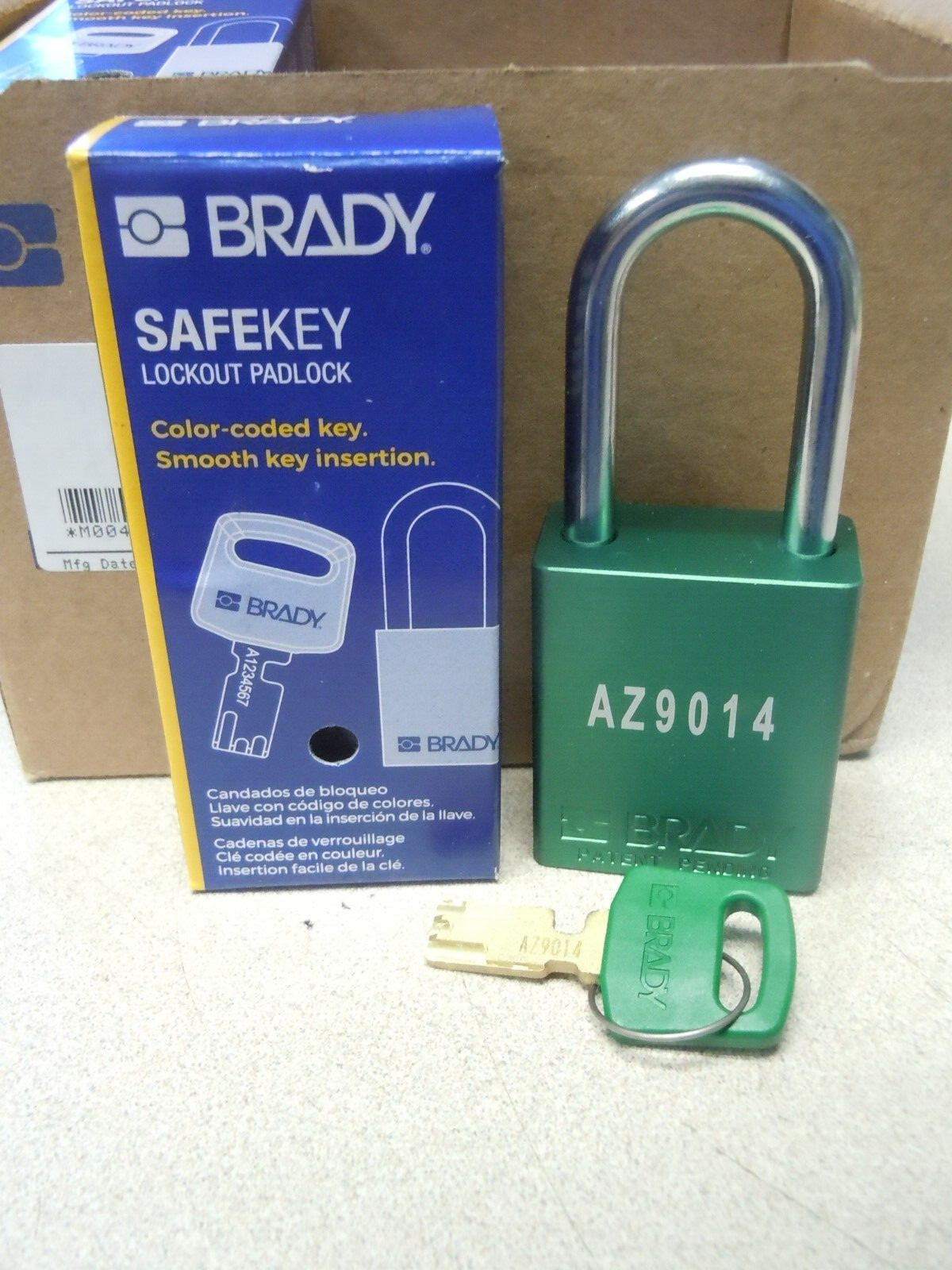 BRADY SAFEKEY ALU-GRN-38ST-KD Lockout Padlock Aluminum Green 1.5″ Steel