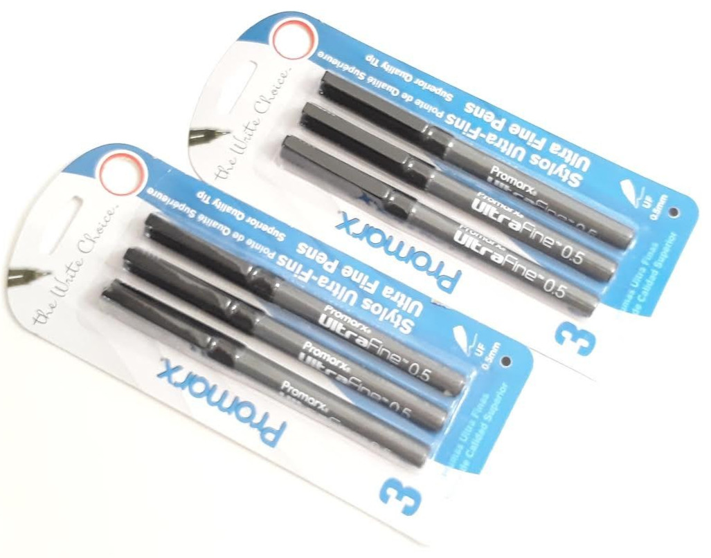 2 PACKS 6 PENS Promarx® ULTRA FINE PENS PRECISE AND VIVID LINES BLACK INK 0.5mm