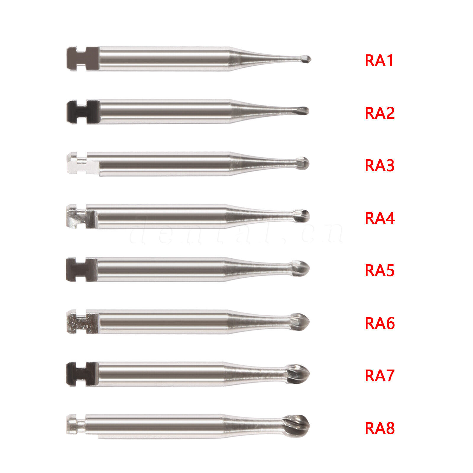 5 Pcs/Pack Dental RA Round Carbide Bur For Slow Speed Latch Type RA 1#- RA 8#