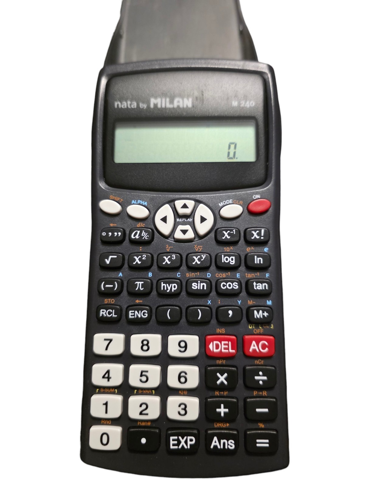 Nata By MILAN Scientifica M240 Black Calculator 2 Lines 1918 Spain W/ Grey Cover