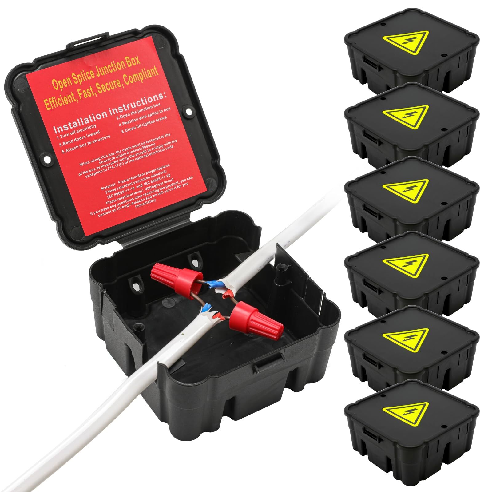 Open Splice Junction Box 6 Pack One-Piece Junction Box Splice Box. Repair Ope…