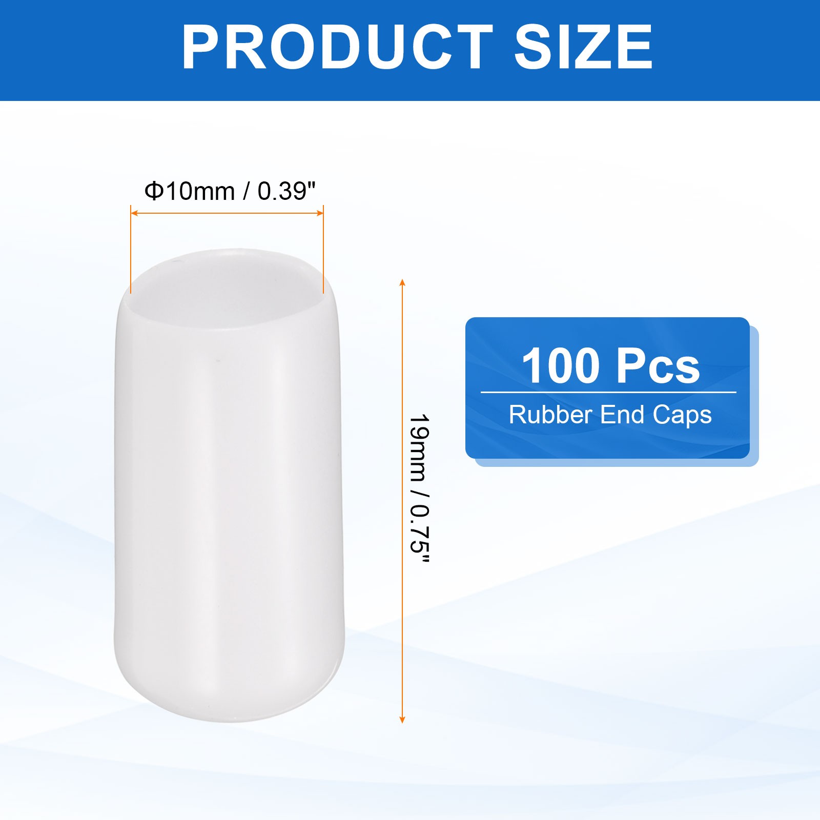 100pcs Round Rubber End Caps 10mm ID Bolt Covers Vinyl Screw Protectors, White
