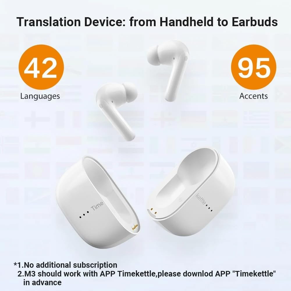 Timekettle M3 Language Translator Earbuds, Two-Way Translator Device #2374C