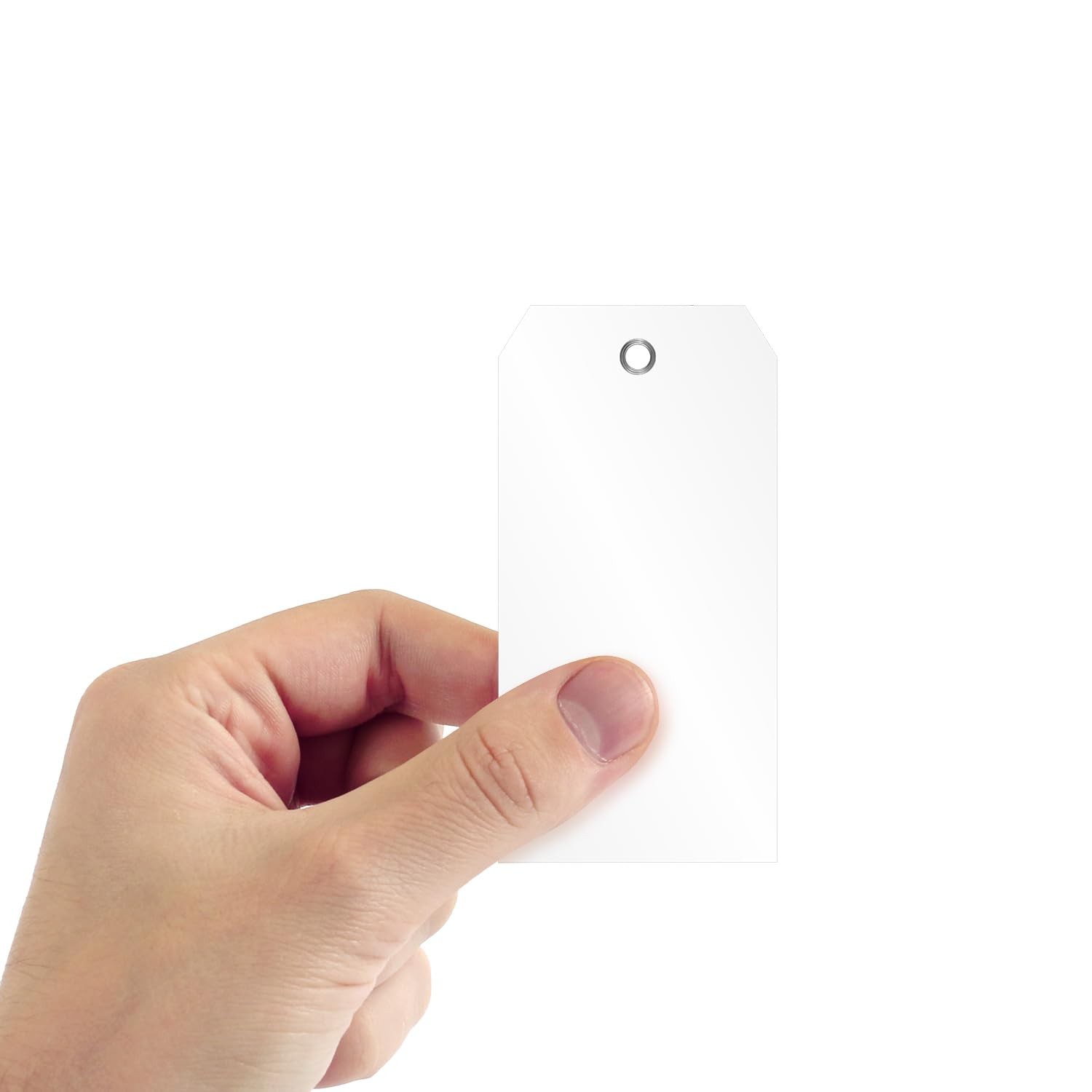 100 Pack White Plastic Tags Pre Punched Hole Size 5, 10 Mil Tearproof Writable