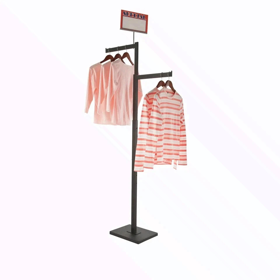 Ecoŋoco 2-Way Garment Rack Straight Arms Rectangular Tubing Black Display USA