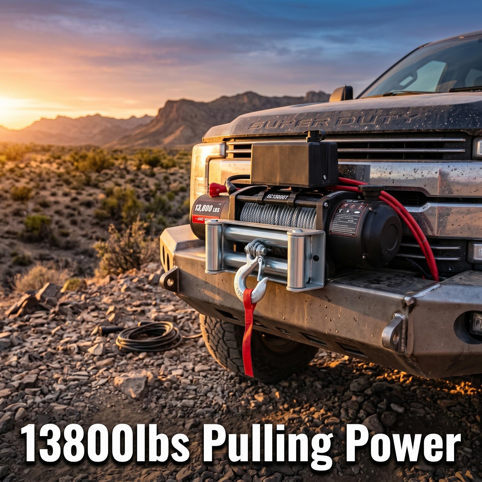 12V 13800LBS 4WD 80ft Electric Winch Steel Cable Truck Trailer Off Road Towing