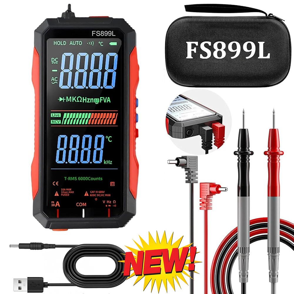Upgraded USB Rechargeable Digital Multimeter Large Color Screen Backlight Smart