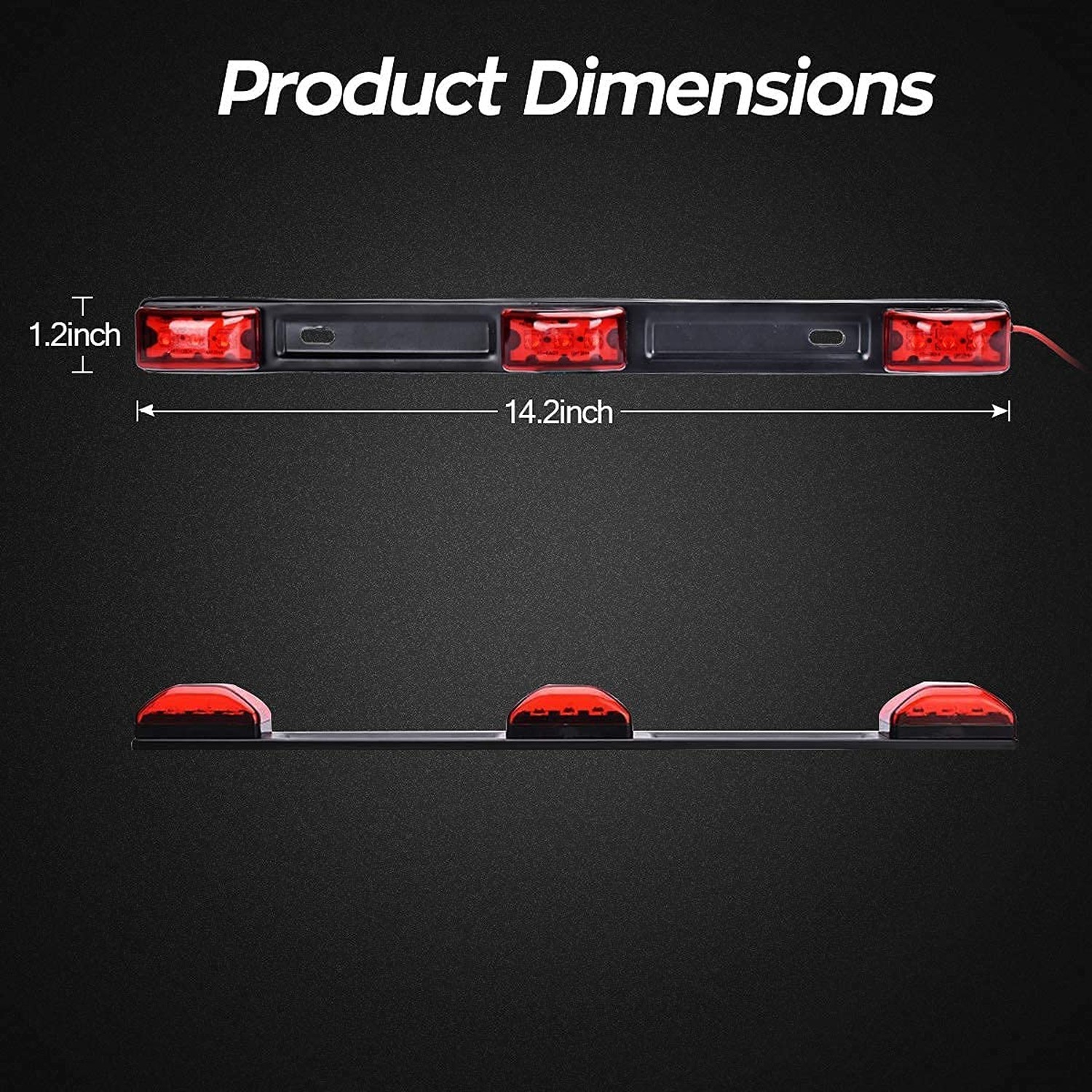 HHCSOP Red LED Marker Bar 3 Lights 9 LED Trailer Clearance ID Bar for Truck T…