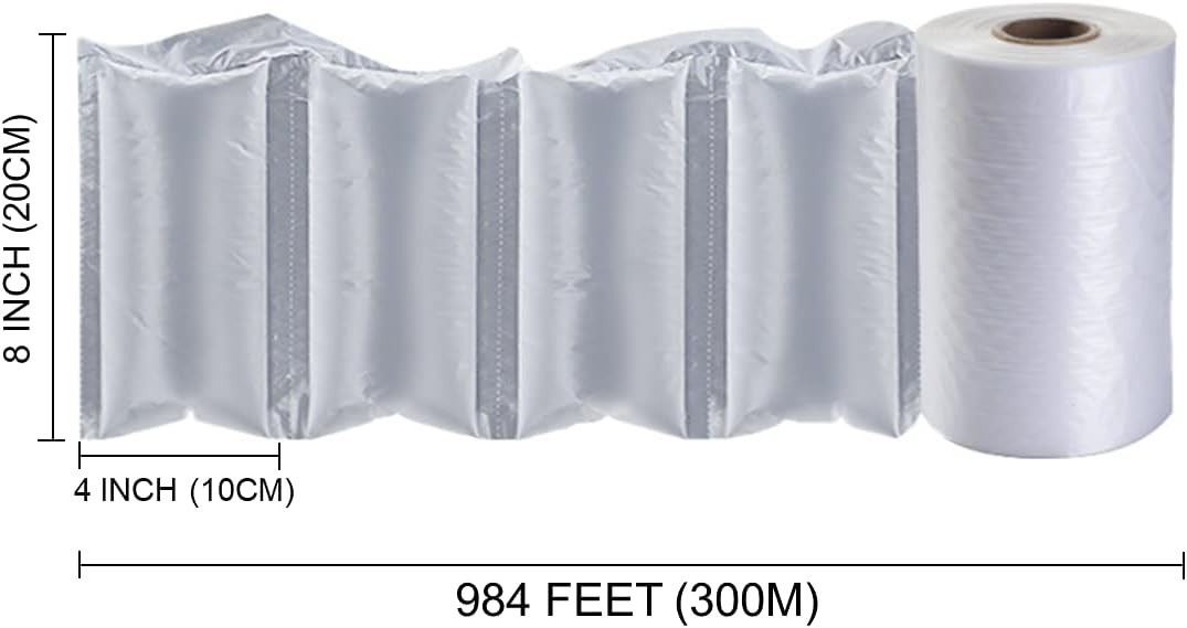 2 Rolls Air Pillow Film 8x4x2000ft Cushion Void Fill Shipping 1.2 Mil 2″ Core