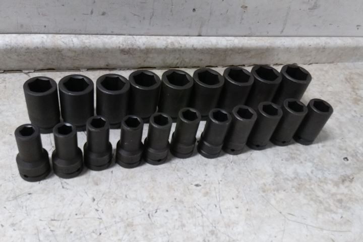Proto J76121 20 Pc 3/4 to 2 In Size 1 In Drive Size SAE Impact Socket Set
