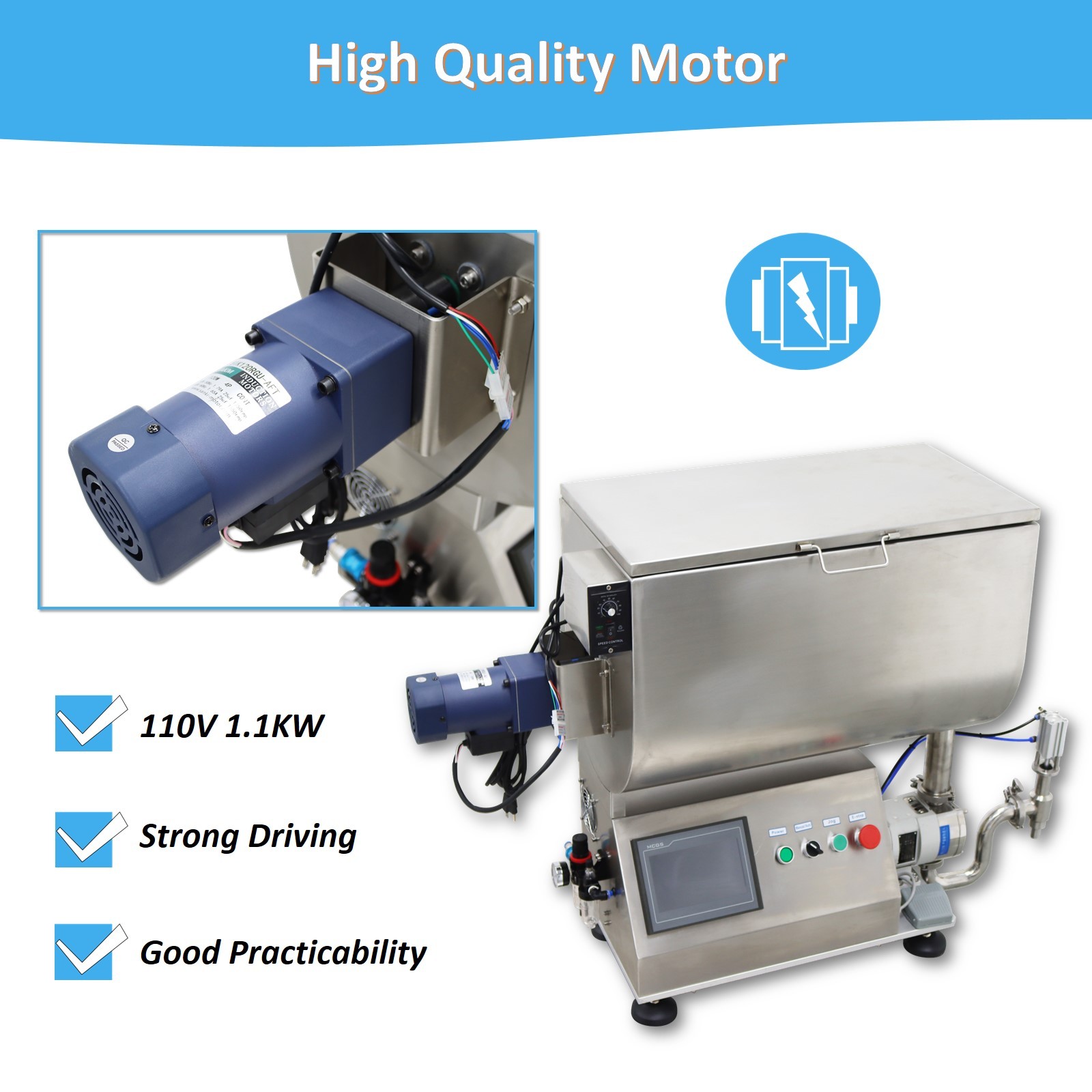 10-50000ml Rotary Pump Filling Machine Liquid Paste Filler 80L Mixing Hopper110V