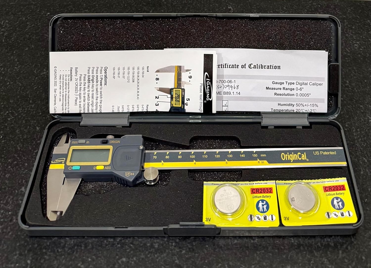 0-6″ Digital Caliper, IP54 Stainless Steel, SPC/USB Output Port