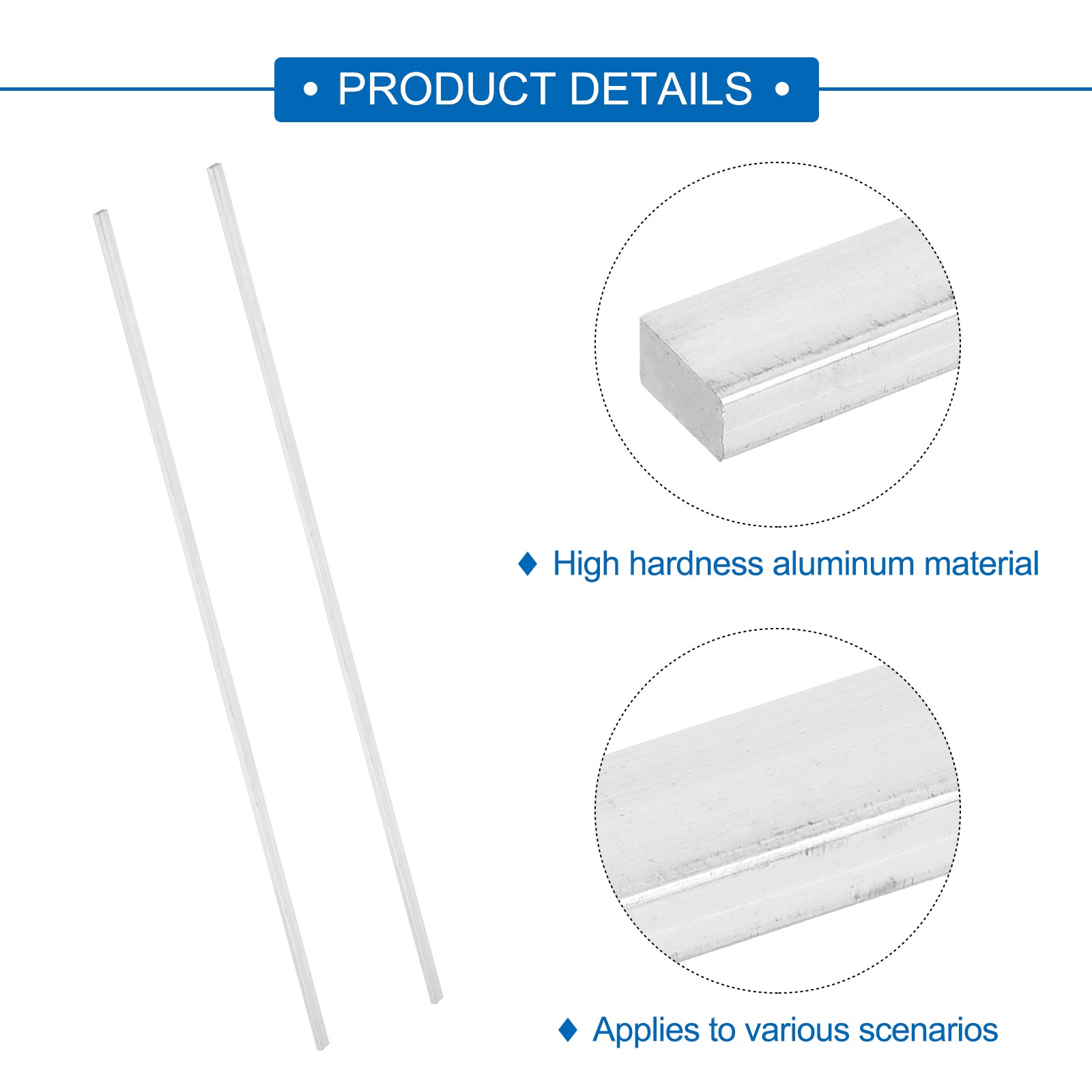 6 Pcs Square Aluminum Flat Bar, 1/8″ x 1/4″ x 16″ 6061 Aluminum Flat Bar