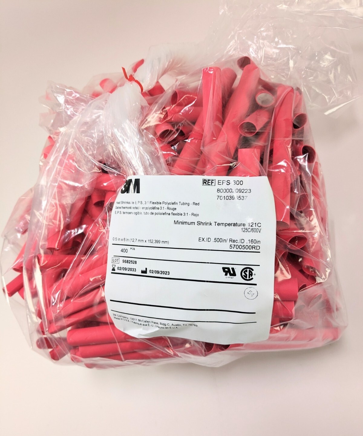 400 Count 3M 3:1 EPS300 Heat Shrink Polyolefin Tubing Adhesive Glue Lined 6″ .5″
