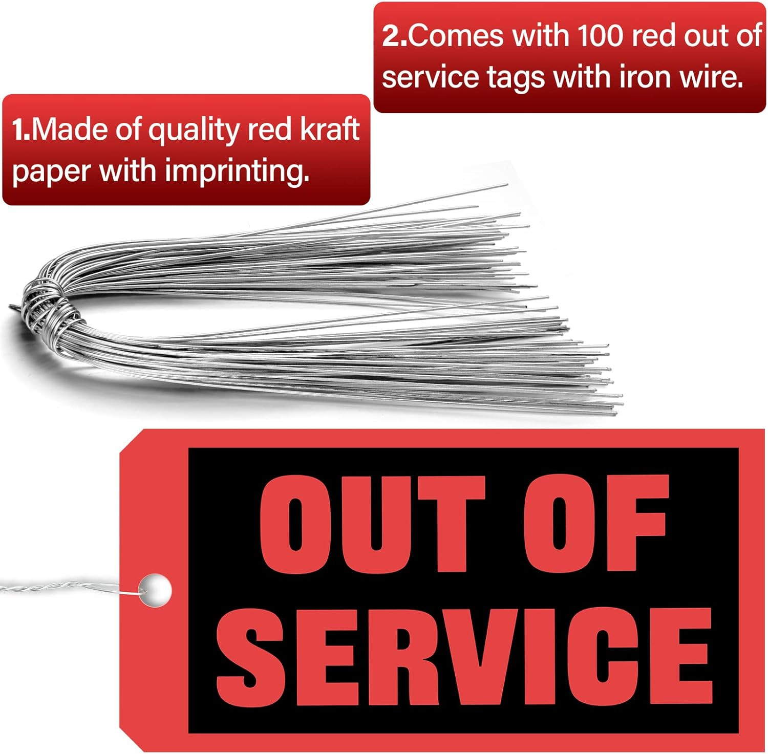 Out of Service Tags 6.22 X 3.15 Inches Maintenance Required Red Tags with 12 Inc