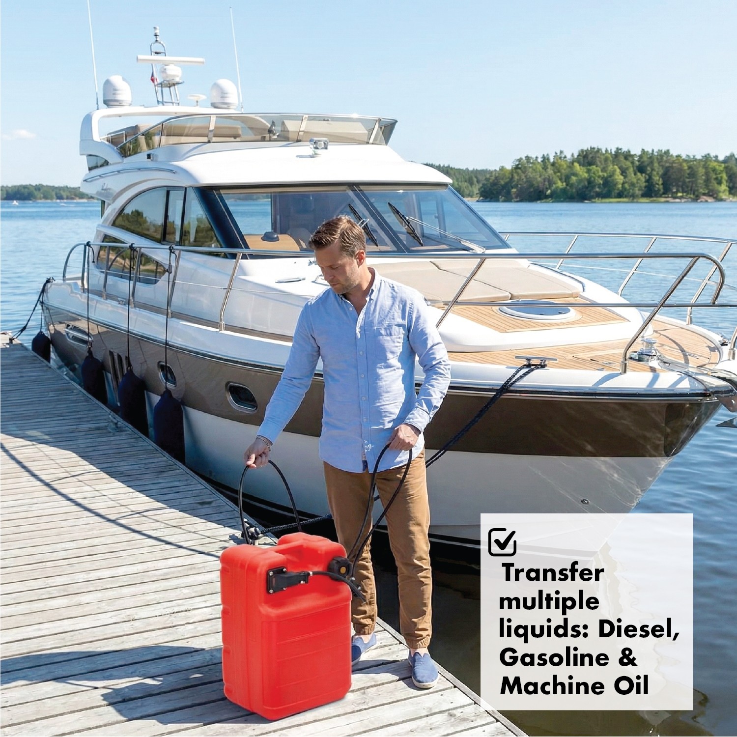 Portable 24L Marine Tank W/ Connector Fuel Tank Outboard Boat Motor
