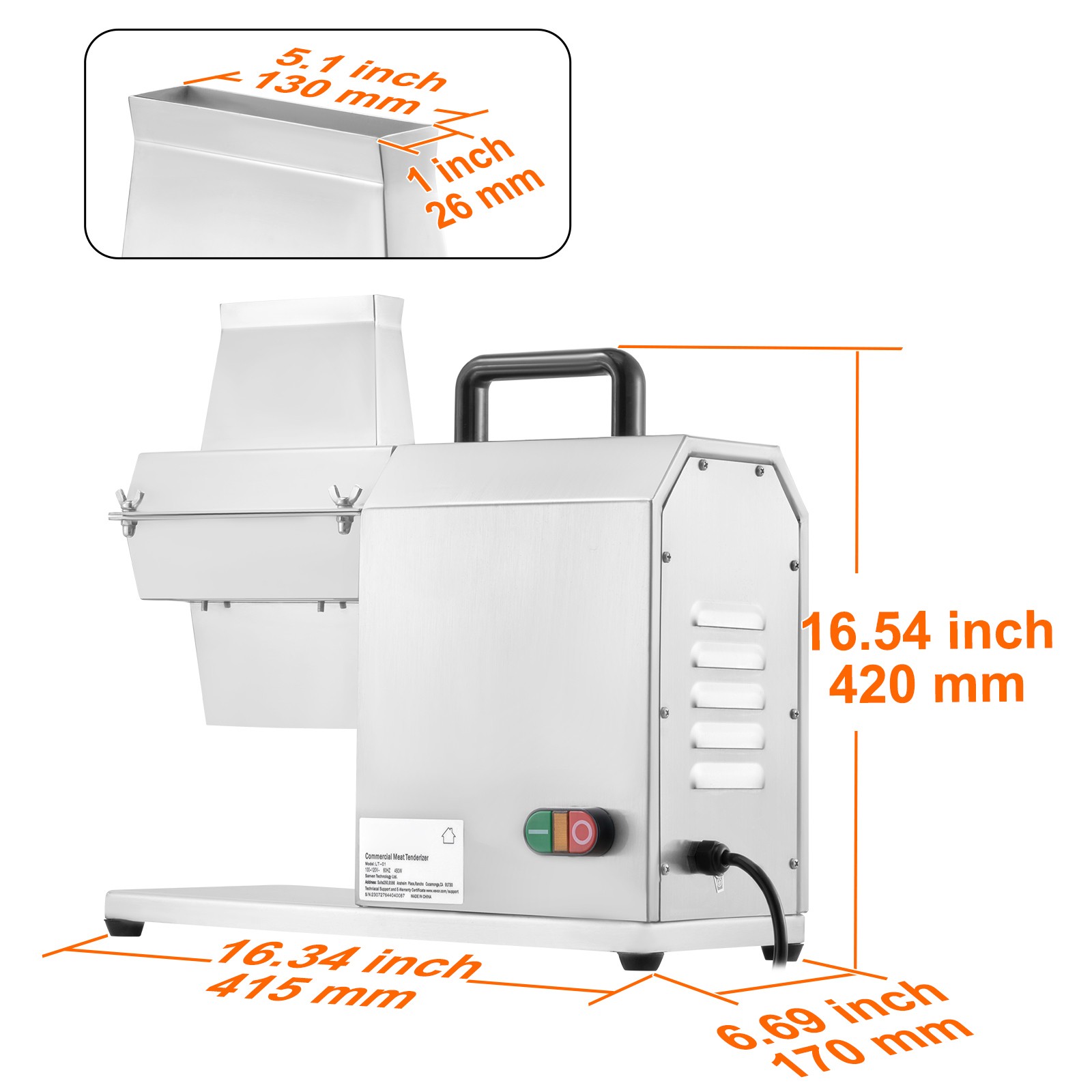 Uimoso 450W Commercial Electric Meat Beef Tenderizer Stainless Steel KitchenTool