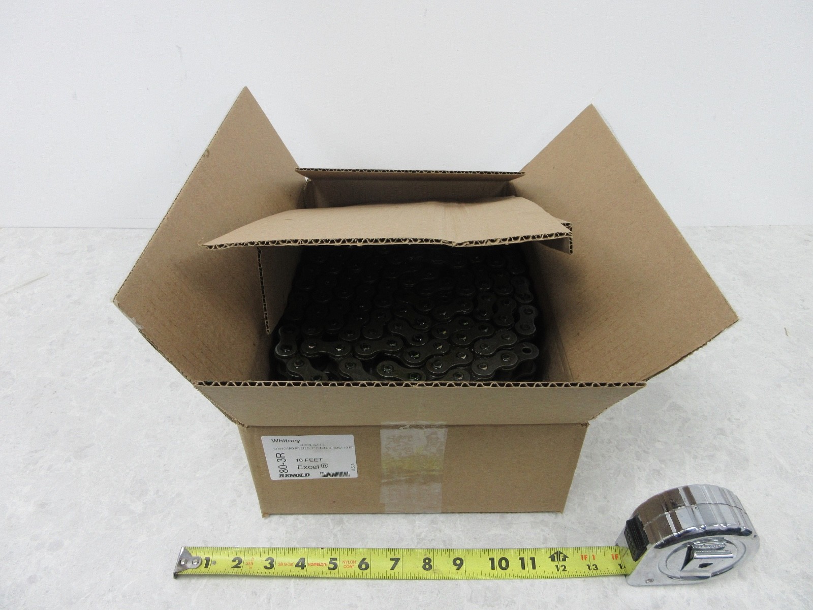 RENOLD WHITNEY 80-3R STANDARD RIVETED ROLLER CHAIN, 3-ROW, 1″ PITCH, 10FT, Y0369
