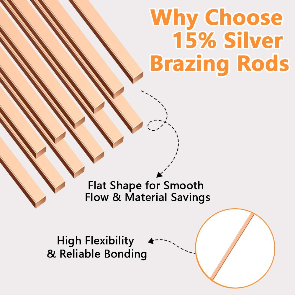 20 Sticks Brazing Rods Bcup-5 15% Silver Solder Phos Copper Brazing Welding Rods