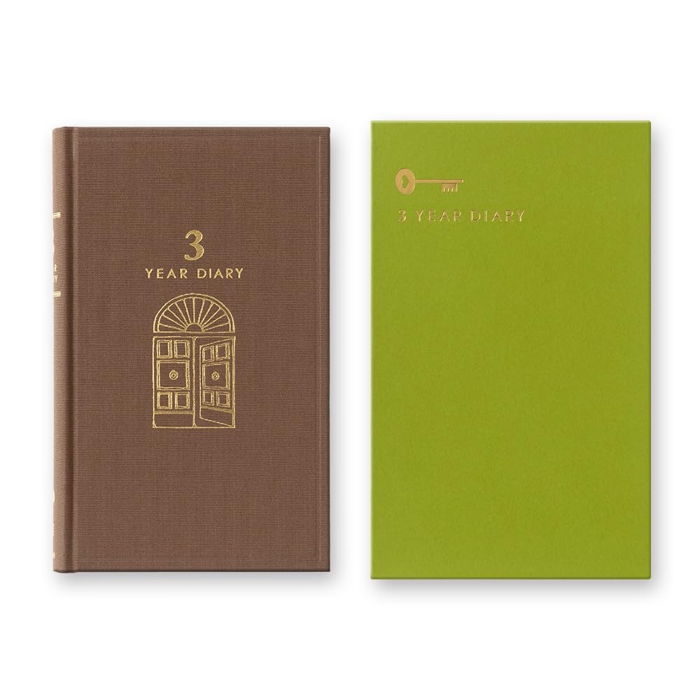 DESIGNPHIL 3 Year Consecutive Door Diary Brown Hardcover Journal 12395006