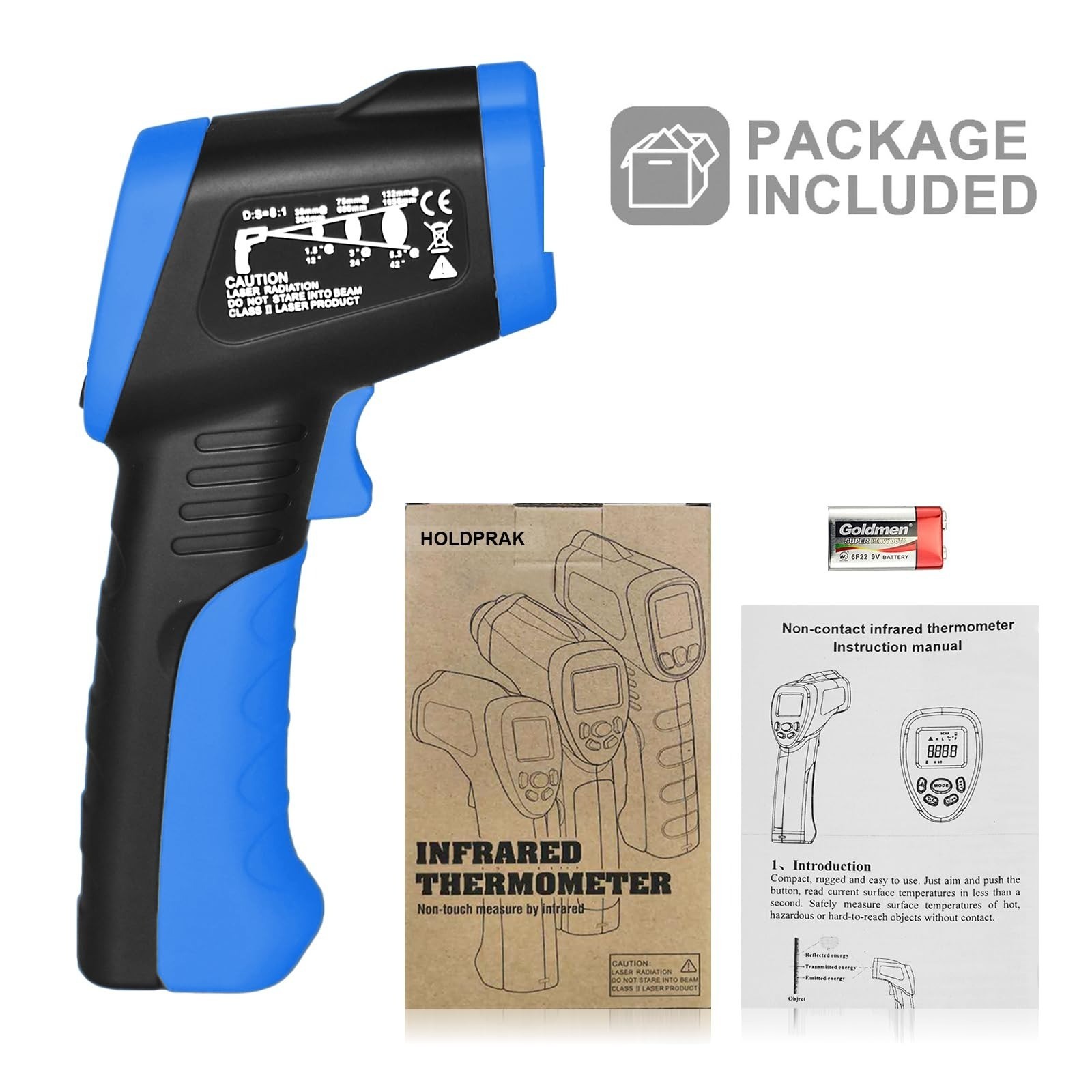 HOLDPEAK 981C Infrared Laser Thermometer -58 to 1022°F 550°C