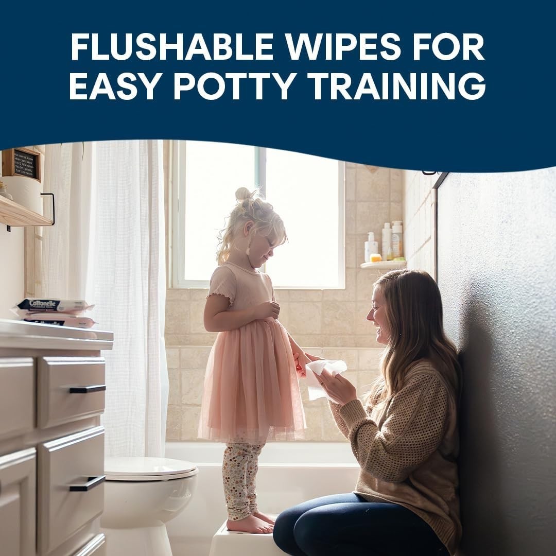 Fragrance Free Flushable Wet Wipes, Adult Wet Wipes, 2 Flip-Top Packs