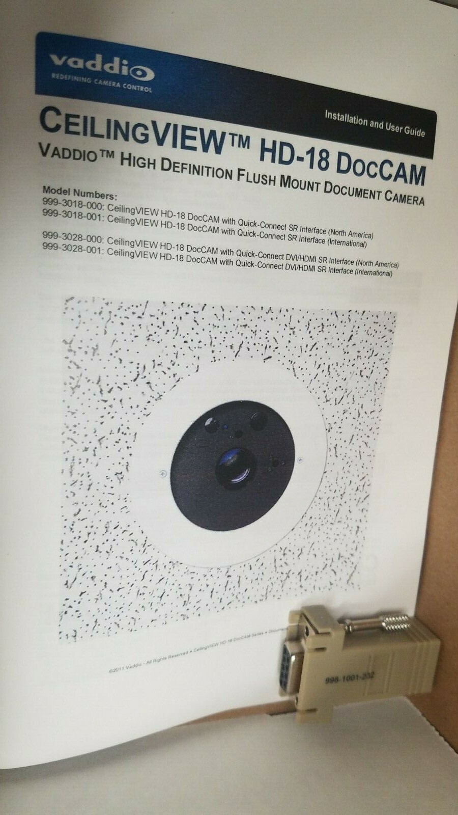 Vaddio CeilingVIEW HD-18 DocCAM with Quick-Connect Short Range (SR) 999-3018-000