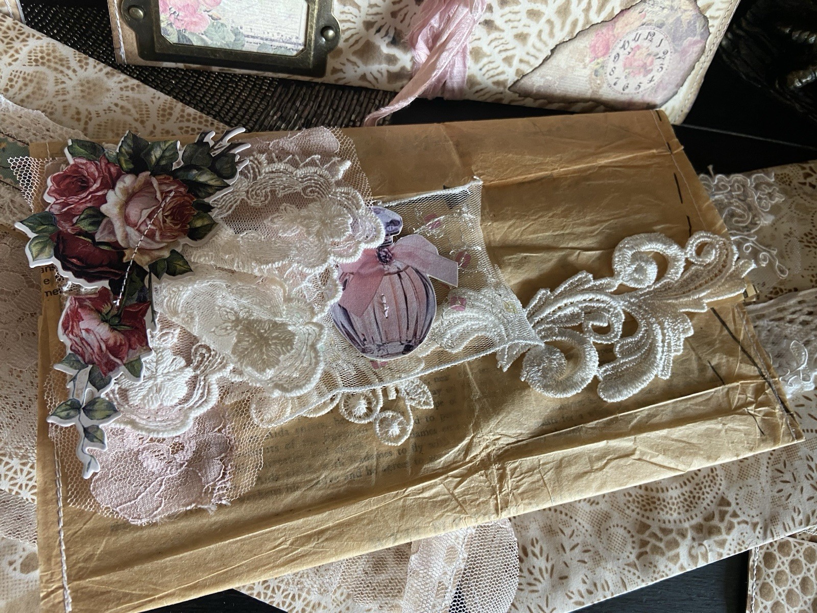 Love Letter Junk Journal Pouch Lot Of 7 Handmade Shabby Chic