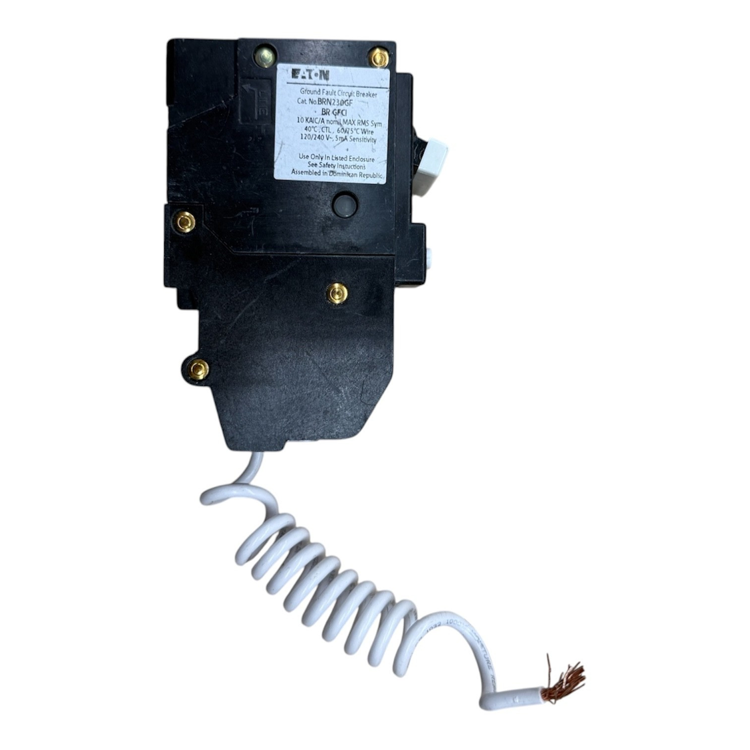 Used Eaton BRN230GF 30A 2-Pole GFCI Ground Fault Circuit Breaker 120/240V
