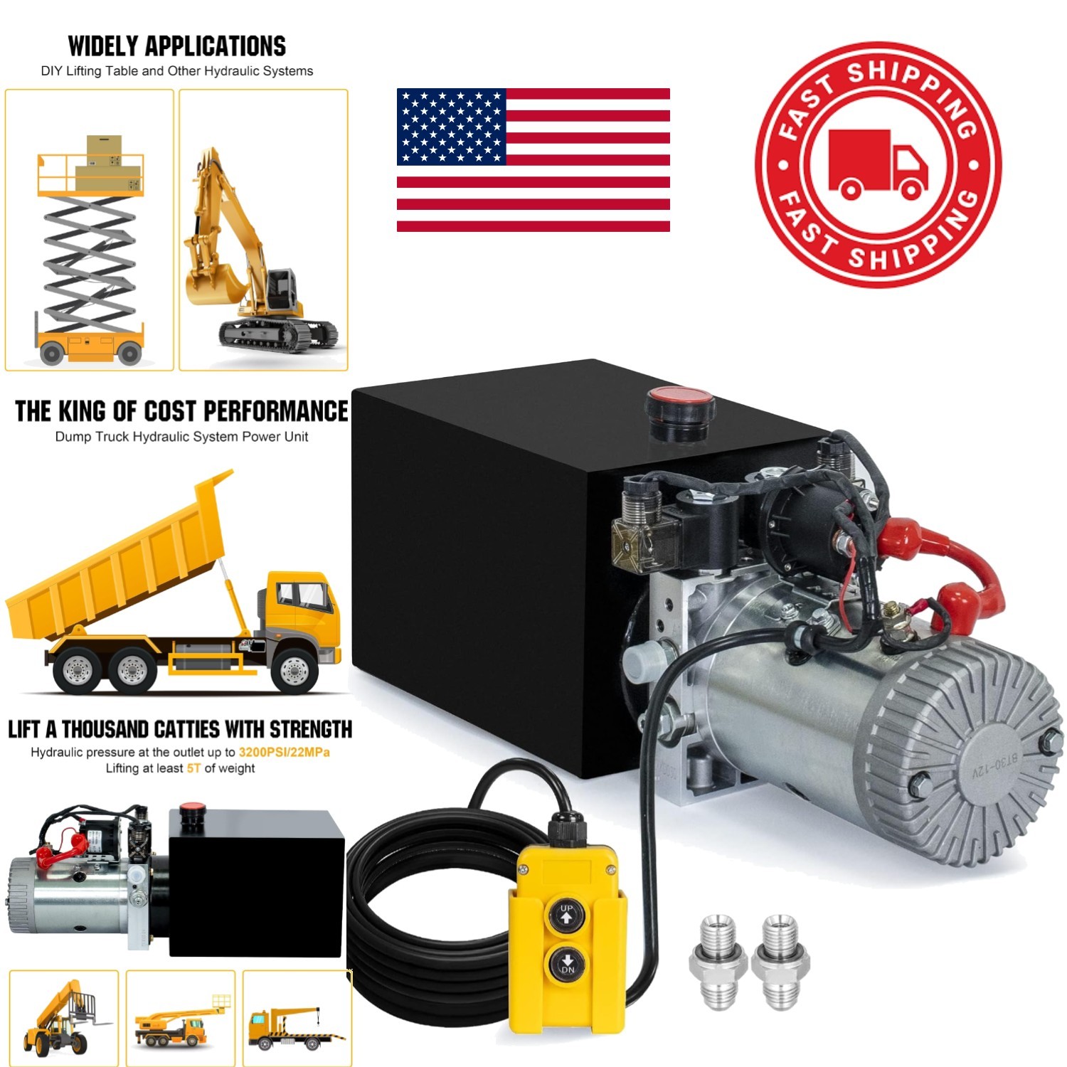 Durable Hydraulic Power Unit 10 Quart Above Ground for Various Applications