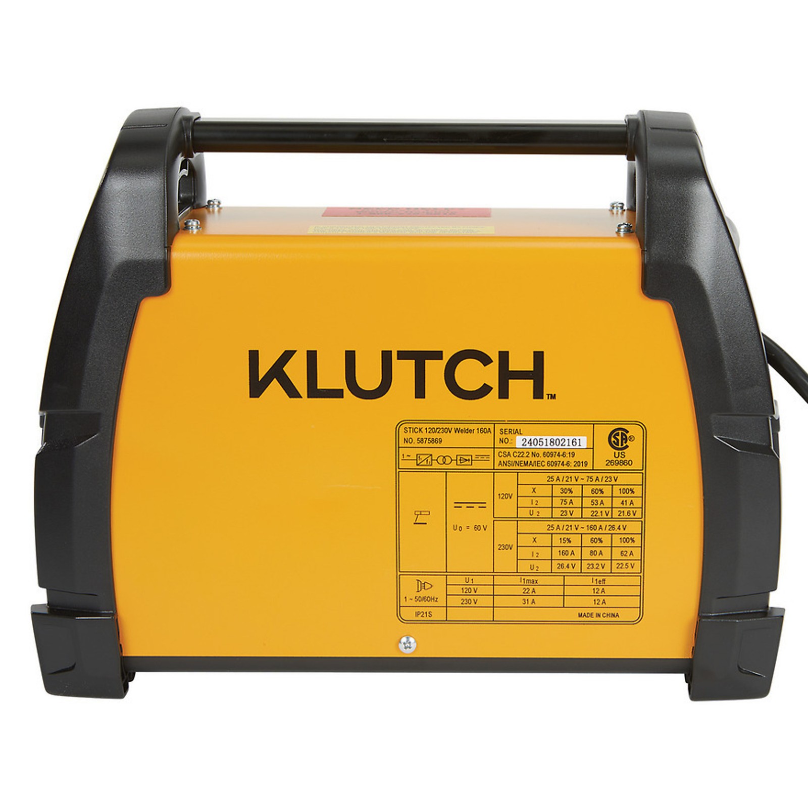 Klutch Dual-Voltage Stick Welder with Inverter Technology, 120/230 Volts, 160