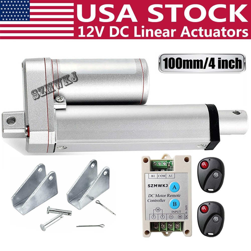 Linear Actuator 4″ Stroke 12V DC Motor W/ Remote Control for Auto Lifting System