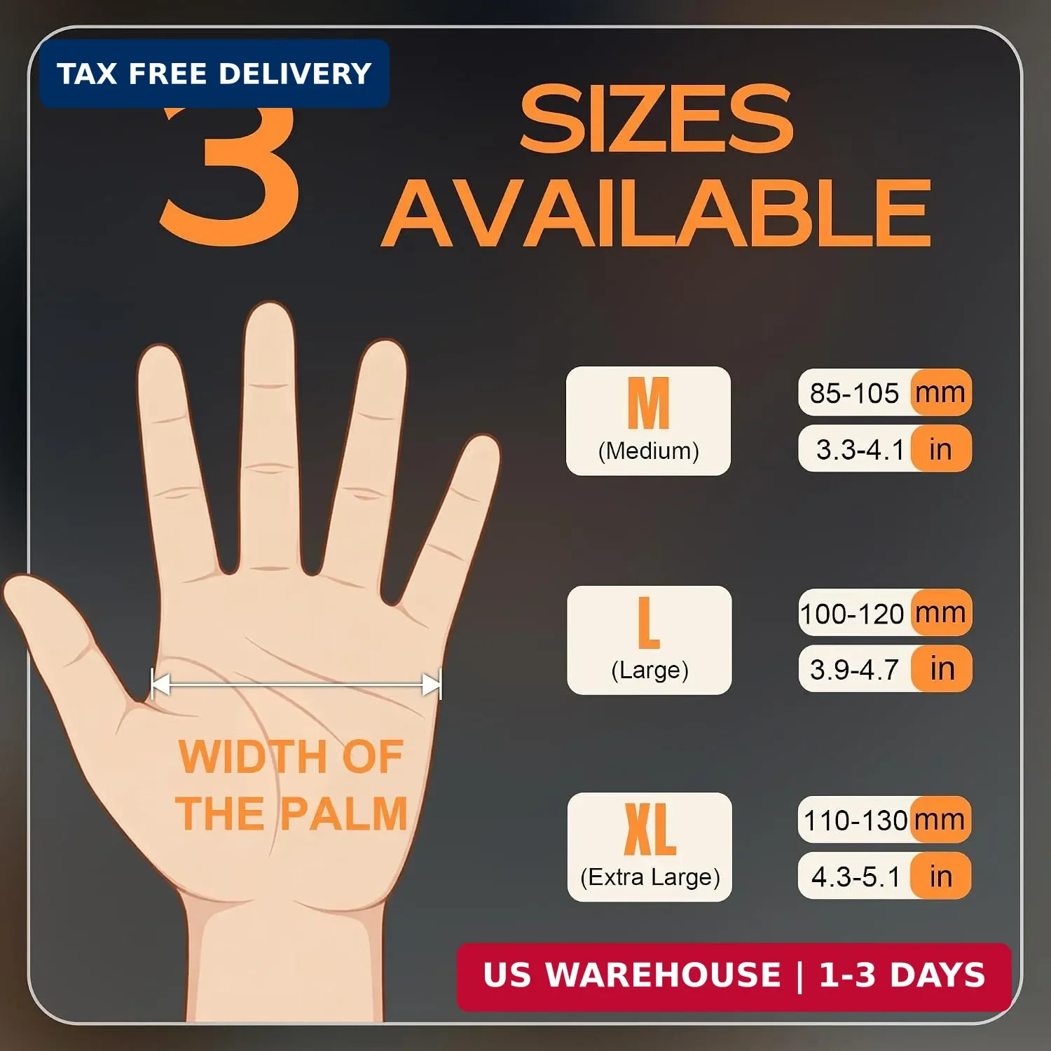 HEAVY DUTY 8 Mil Orange Nitrile Gloves, Diamond Textured Disposable Industrial M