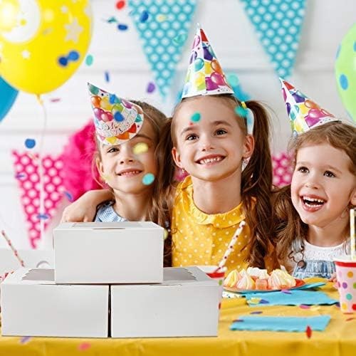 HawHawToys 60 Pcs Bakery Boxes with Window, 6 x 6 x 3 Inches, Large, White
