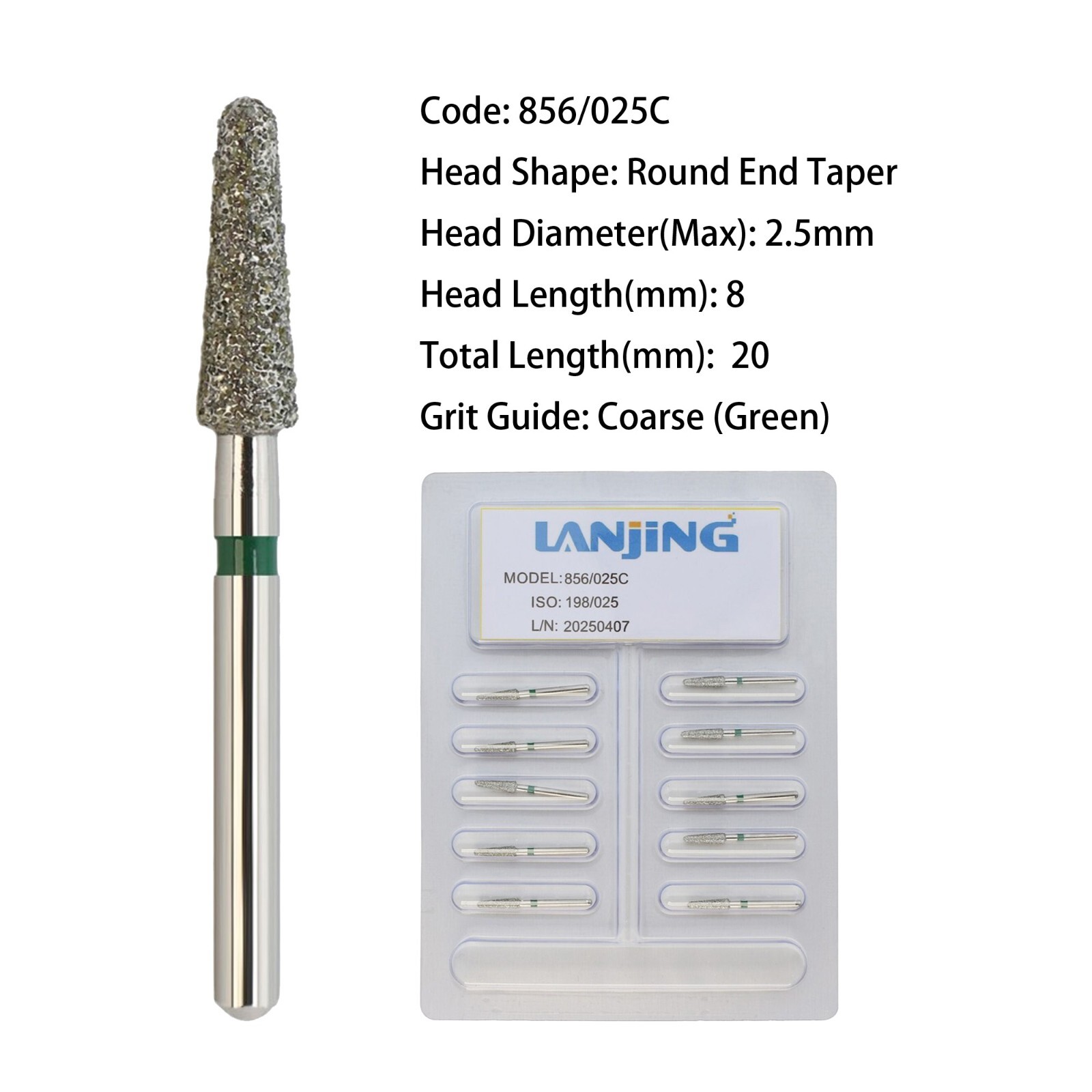 Dental Burs Diamond FG Round End Taper Football Surgical Long High Speed 856 850
