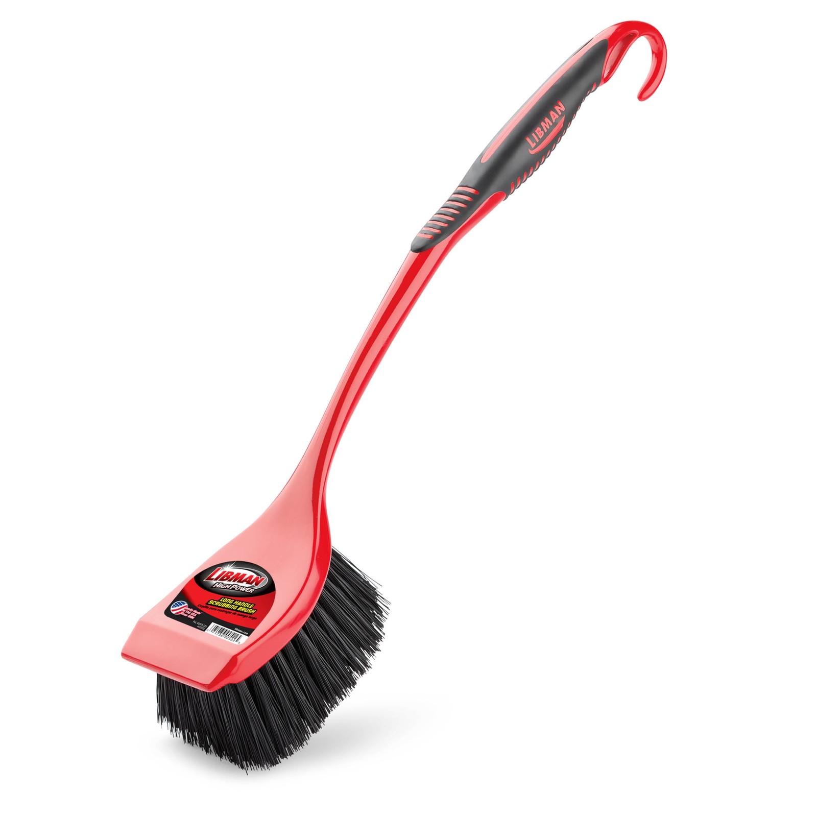 Libman Red Black High Power Long Scrub Brush 3.75 Inch Width