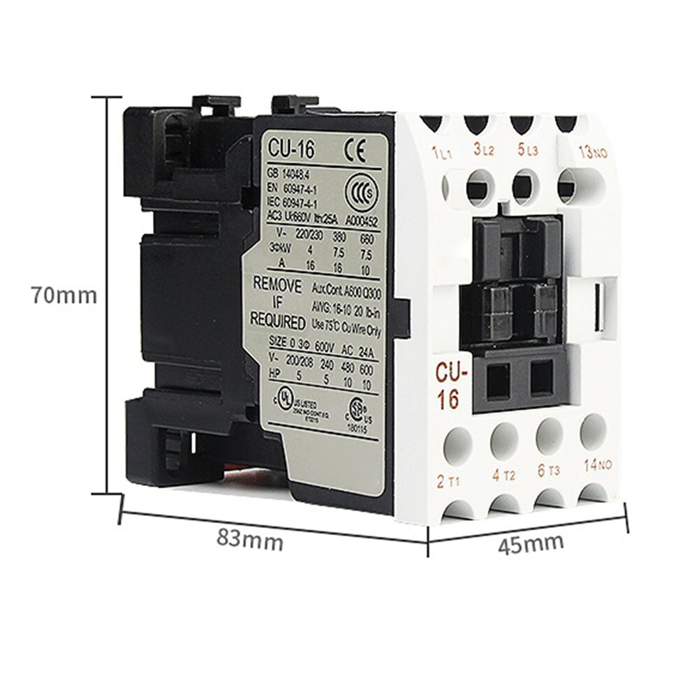 Magnetic Contactor CU-16 for TECO 3A1a 3A1b AC24V AC110V 220V 380V 30A, 3 Phase