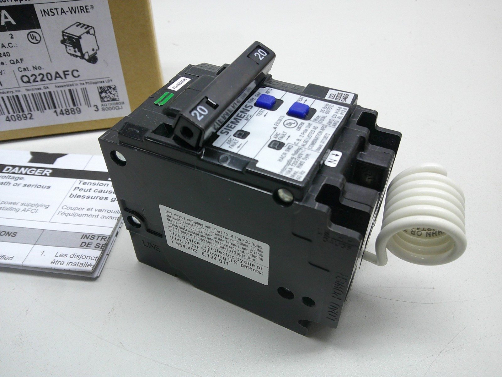 NEW Siemens Q220AFC 2 Pole Combination Arc Fault Circuit Breaker