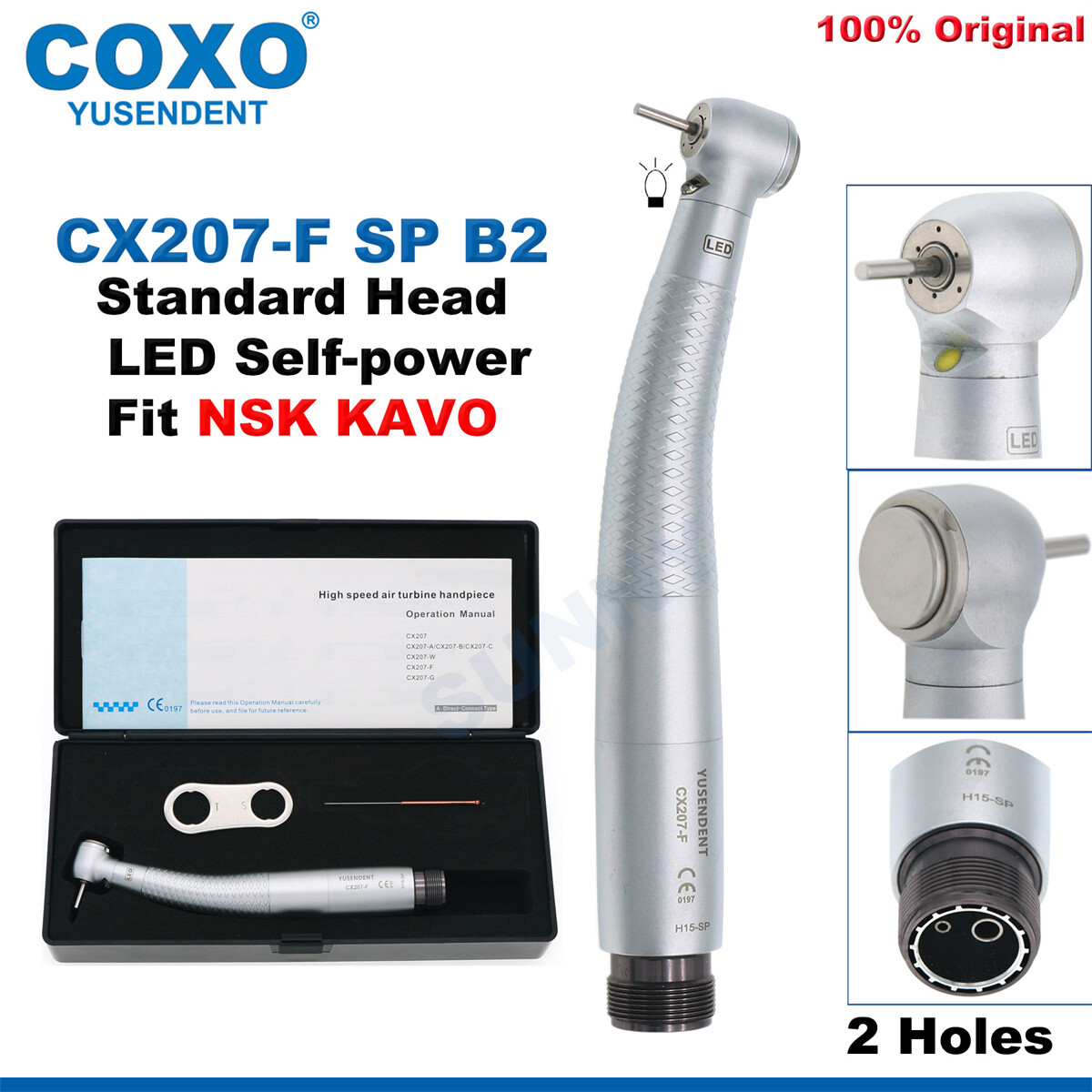 COXO Dental LED Handpiece High Speed Handpiece E Generator 2/4Holes Fit NSK KAVO